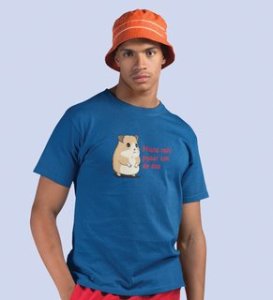 Little Hamster Wants Love: Amazingly Printed (Blue) T-Shirt For Singles