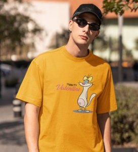 Cats Love Valentines: Amazingly Printed (yellow) T-Shirt For Singles