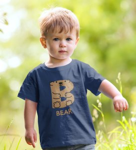 Beary bear, Printed Cotton tshirt (Navy blue) for Boys