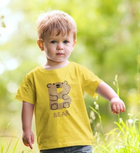 Beary bear, Printed Cotton tshirt (yellow) for Boys