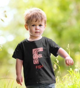 Fishy Fish, Printed Cotton Tshirt (black) for Boys