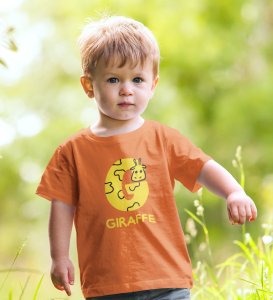 Giraffe, Boys Printed Crew Neck Tshirt (orange)