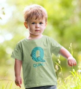 Quacky Quail, Boys Round Neck Blended Cotton tshirt (olive)
