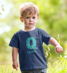 Quacky Quail, Boys Round Neck Blended Cotton tshirt (Navy blue)
