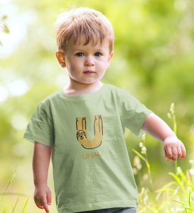 Talking Turtle, Boys Round Neck Printed Blended Cotton tshirt (olive)
