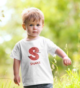 Slippery Snake, Boys Printed Crew Neck tshirt (white)