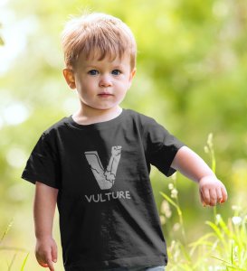 Vulture, Boys Round Neck Printed Blended Cotton Tshirt (black)
