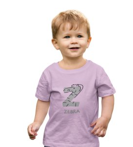 Zigzag Zebra,Boys Round Neck Printed Blended Cotton Tshirt (purple)
