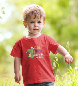 Chef Dino, Printed Cotton T-shirt (Red) for Boys