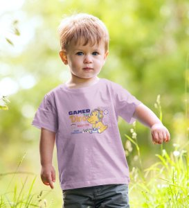 Gamer Dino, Boys Round Neck Blended Cotton T-shirt (Purple)