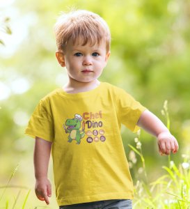 Chef Dino, Printed Cotton Tshirt (Yellow)  for Boys