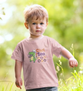 Chef Dino, Printed Cotton Tshirt (baby pink) for Boys
