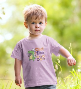 Chef Dino, Printed Cotton T-shirt (Purple) for Boys