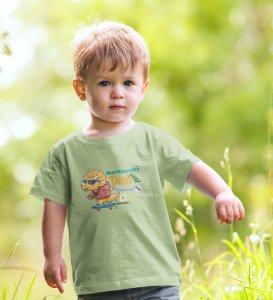 Dino Skater, Printed Cotton T-shirt (olive green) for Boys