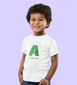 Alligator, Boys Printed Crew Neck Tshirt (White)