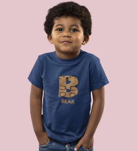 Beary bear, Printed Cotton Tshirt (Navy blue) for Boys