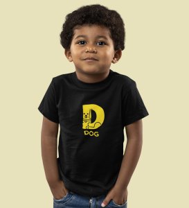 Doggy Dog, Boys Round Neck Printed Blended Cotton Tshirt (Black)
