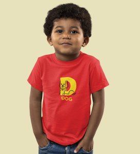 Doggy Dog, Boys Round Neck Printed Blended Cotton Tshirt (Red)