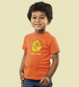 Giraffe, Boys Printed Crew Neck Tshirt (Orange)