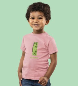 Intelligent Iguana, Boys Printed Crew Neck Tshirt (Baby pink)