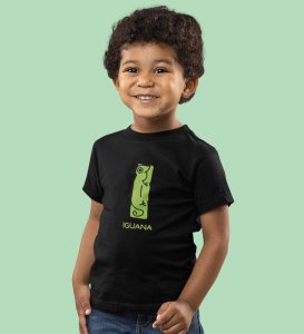 Intelligent Iguana, Boys Printed Crew Neck Tshirt (Black)