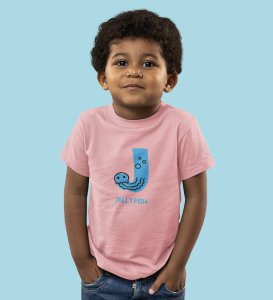 Jolly Jellyfish, Boys Cotton Text Print Tshirt (Baby pink) 