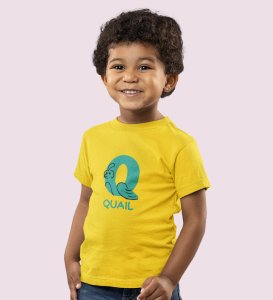 Quacky Quail, Boys Round Neck Blended Cotton Tshirt (Yellow)
