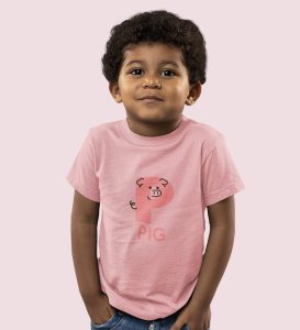 Pepper Pig, Boys Cotton Text Print Tshirt (Baby pink) 