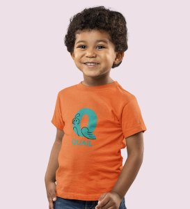 Quacky Quail, Boys Round Neck Blended Cotton Tshirt (Orange)
