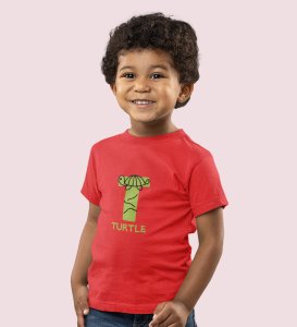 Talking Turtle, Boys Round Neck Printed Blended Cotton Tshirt (Red)