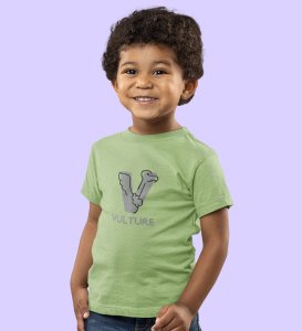 Vulture, Boys Round Neck Printed Blended Cotton Tshirt (Olive)