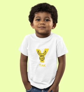Yellow Yak, Printed Cotton Tshirt (White) for Boys