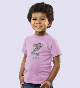 Zigzag Zebra,Boys Round Neck Printed Blended Cotton Tshirt (Purple)
