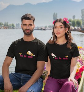 Eu Te Amo Couple Printed (Black) T-shirts
