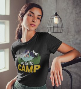 HopOfferThe Purpose Black Round Neck Cotton Half Sleeved Women's T-Shirt with Printed Graphics