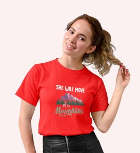 HopOfferHer Miracles Red Round Neck Cotton Half Sleeved Women's T-Shirt with Printed Graphics