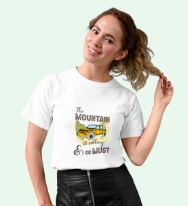 I Must Go White Round Neck Cotton Half Sleeved Women's T-Shirt with Printed Graphics