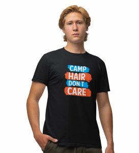 JD.TRENDS The Carefree Hair Black Round Neck Cotton Half Sleeved Men's T-Shirt with Printed Graphics