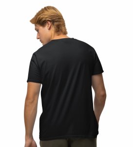JD.TRENDS The Travel Therapy  Black Round Neck Cotton Half Sleeved Men's T-Shirt with Printed Graphics