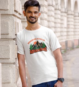 JD.TRENDS It's Callin White Round Neck Cotton Half Sleeved Men's T-Shirt with Printed Graphics