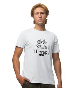 Cycle Theraphy White Round Neck Cotton Half Sleeved Men's T-Shirt with Printed Graphics
