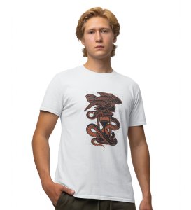 Hourglass Eagle White Round Neck Cotton Half Sleeved Men's T-Shirt with Printed Graphics