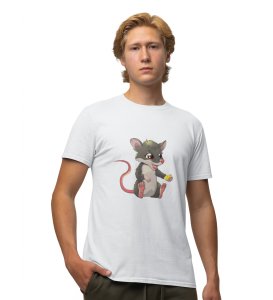 Happy Hunger White Round Neck Cotton Half Sleeved Men's T-Shirt with Printed Graphics