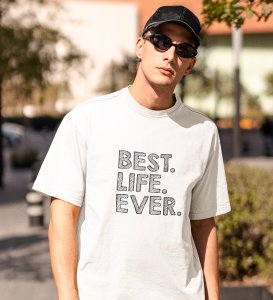 Finest Life White Round Neck Cotton Half Sleeved Men's T-Shirt with Printed Graphics
