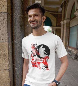 Her Secrets Printed White Round Neck T-Shirt for Men