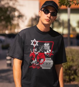 Acid Life Black Printed Round Neck TShirt for Men