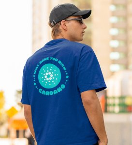 Promise Of Cardano Wings Blue Round Neck Cotton Half Sleeved Men's T Shirt with Printed Graphics