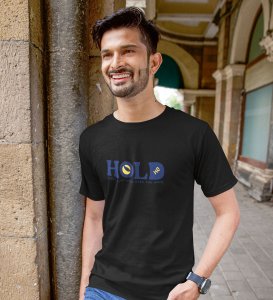 Make Yourself Rich Wings Black Round Neck Cotton Half Sleeved Men's T Shirt with Printed Graphics