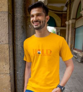 You Hand Your Future Wings Yellow Round Neck Cotton Half Sleeved Men's T Shirt with Printed Graphics