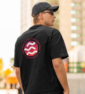 The Future Wings Black Round Neck Cotton Half Sleeved Men's T Shirt with Printed Graphics
